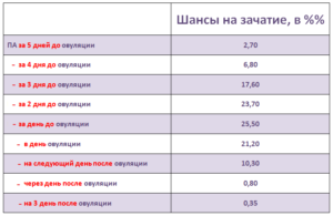 Вероятность забеременеть в день овуляции с первого раза