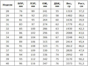 Лзр плода по неделям