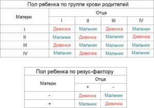 Пол ребенка по группе крови и резус фактору