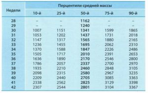 Вес плода 36 недель