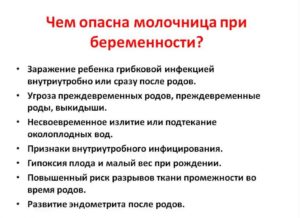 Молочница при зачатии последствия