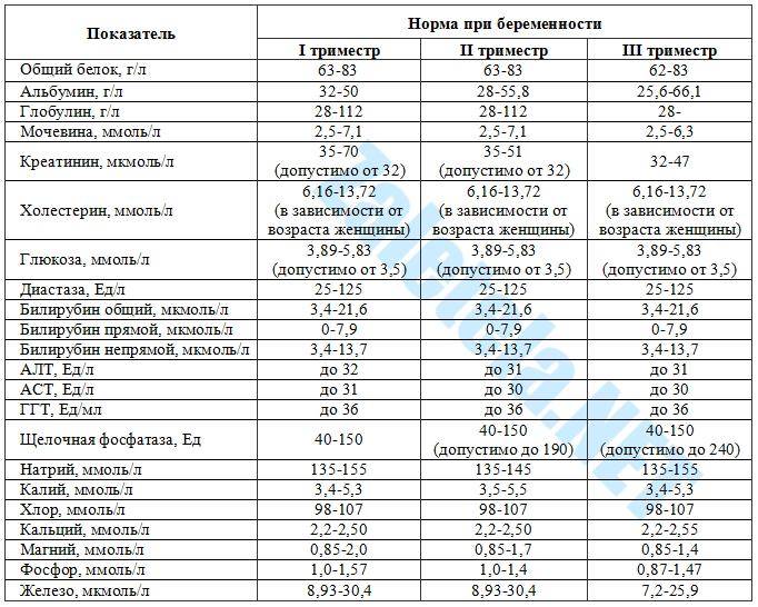 Норма при беременности билирубин