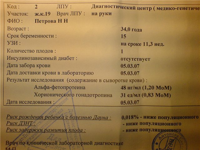 Анализы на патологию при беременности