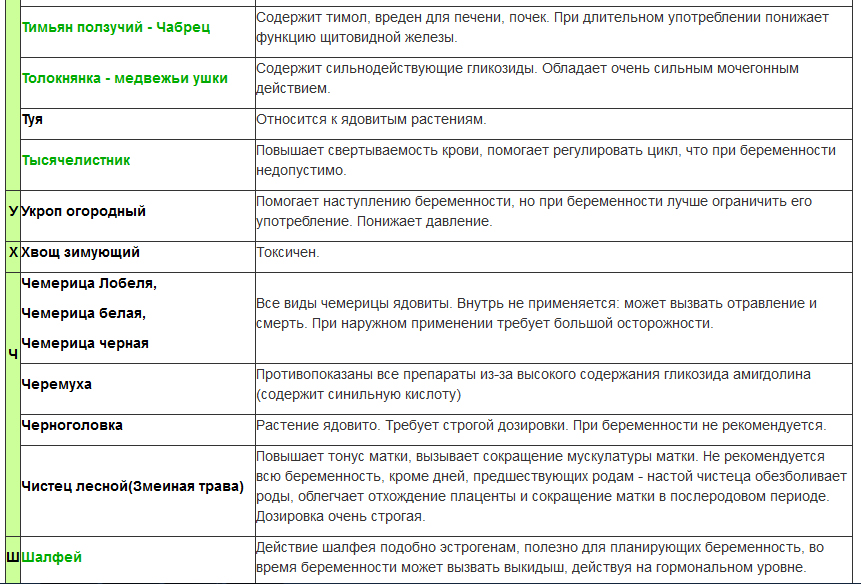 Разрешенные травы при беременности